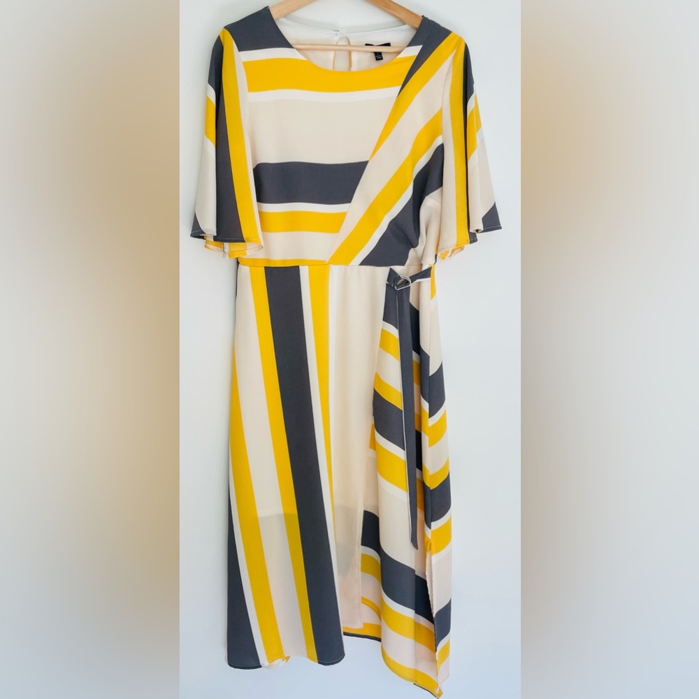 A.U.W Large Striped Asymmetrical Dress